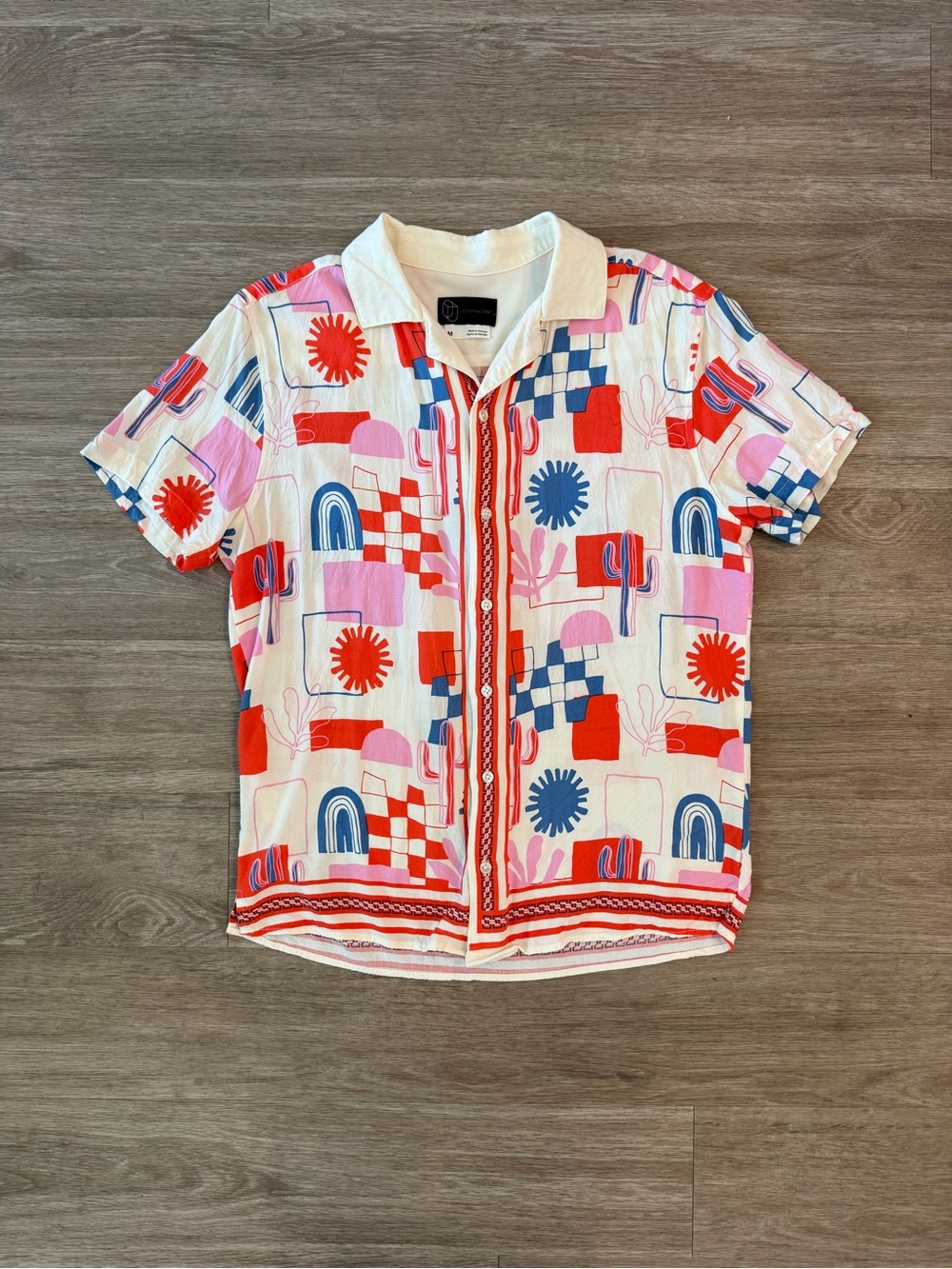 Original Use Men's Short Sleeve Print Shirt, Size Medium